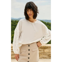 Load image into Gallery viewer, YAYA 01-701398-604 Blouse with Embroidered Sleeves and Round Neckline