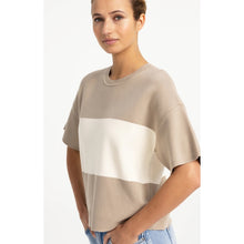 Load image into Gallery viewer, YAYA 01-000611-608 Knitted Top with Block Stripes and Short Sleeves