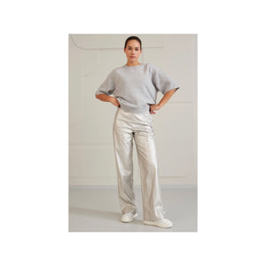 YAYA 309108-402 Metallic Faux Leather Trousers