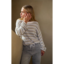 Load image into Gallery viewer, YAYA 01-000570-602 Striped Sweater with Drawstring Hem
