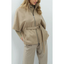 Load image into Gallery viewer, YAYA 02-001090-610 Poncho Jacket with Rib Collar and Belt