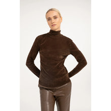 Load image into Gallery viewer, YAYA 01-709428-610 Velvet Mesh Top with High Neck and Long Sleeves