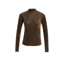 Load image into Gallery viewer, YAYA 01-709428-610 Velvet Mesh Top with High Neck and Long Sleeves
