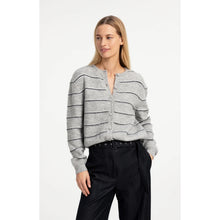 Load image into Gallery viewer, YAYA 01-010168-609 Striped Knitted Cardigan with Tie Detail