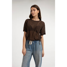 Load image into Gallery viewer, YAYA 01-000603-607 Open Knit Top with Ajour Pattern and Tie Details