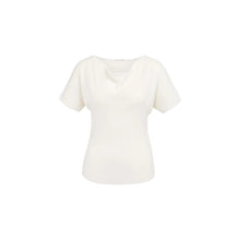 Load image into Gallery viewer, YAYA 01-000606-607 Knitted Top with Short Sleeves and Draped Neckline