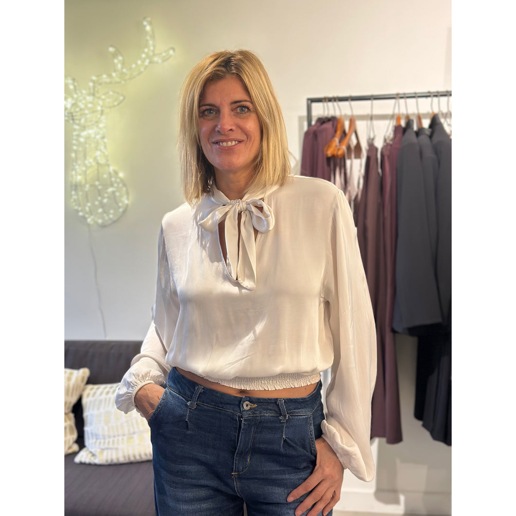 Suzy D Sissy Satin Bow Top