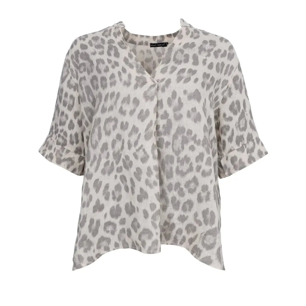 Black Colour Melina Linen Blouse
