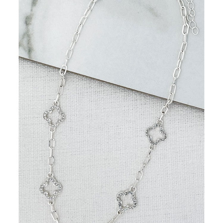 Envy Short Diamante Clover Necklace