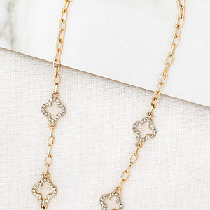 Envy Short Diamante Clover Necklace
