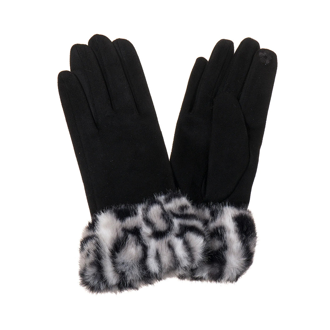 Park Lane Faux Fur Leopard Gloves