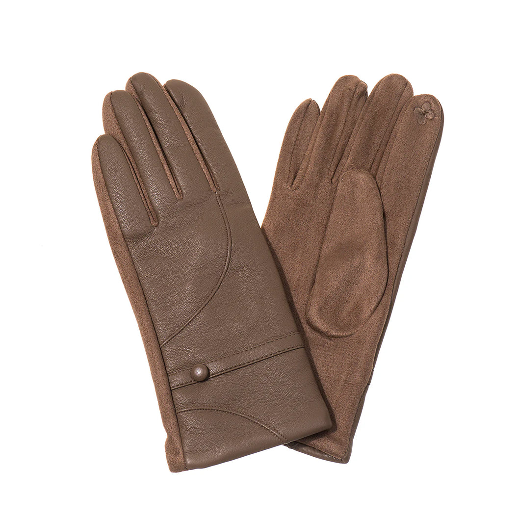 Park Lane Faux Suede & Leather Gloves