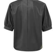 Load image into Gallery viewer, YAYA 709136-310 Faux Leather Top With Puff Sleeves
