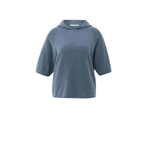 YAYA 01-000486-508 Knitted Hoodie with Short Sleeves