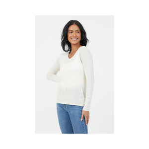 Suzy D Marcel Linen Jersey V Neck Top