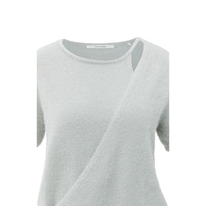 YAYA 01-010119-508 Fluffy Short Sleeve Sweater with Wrap Detail