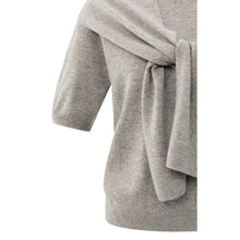 Load image into Gallery viewer, YAYA 01-000496-509 Short Sleeve Sweater with Fixed Scarf Detail
