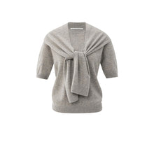 Load image into Gallery viewer, YAYA 01-000496-509 Short Sleeve Sweater with Fixed Scarf Detail
