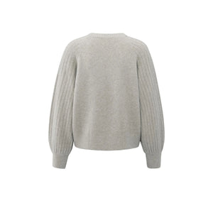 YAYA 01-000410-509 Knit Sweater with Ribbed Sleeves