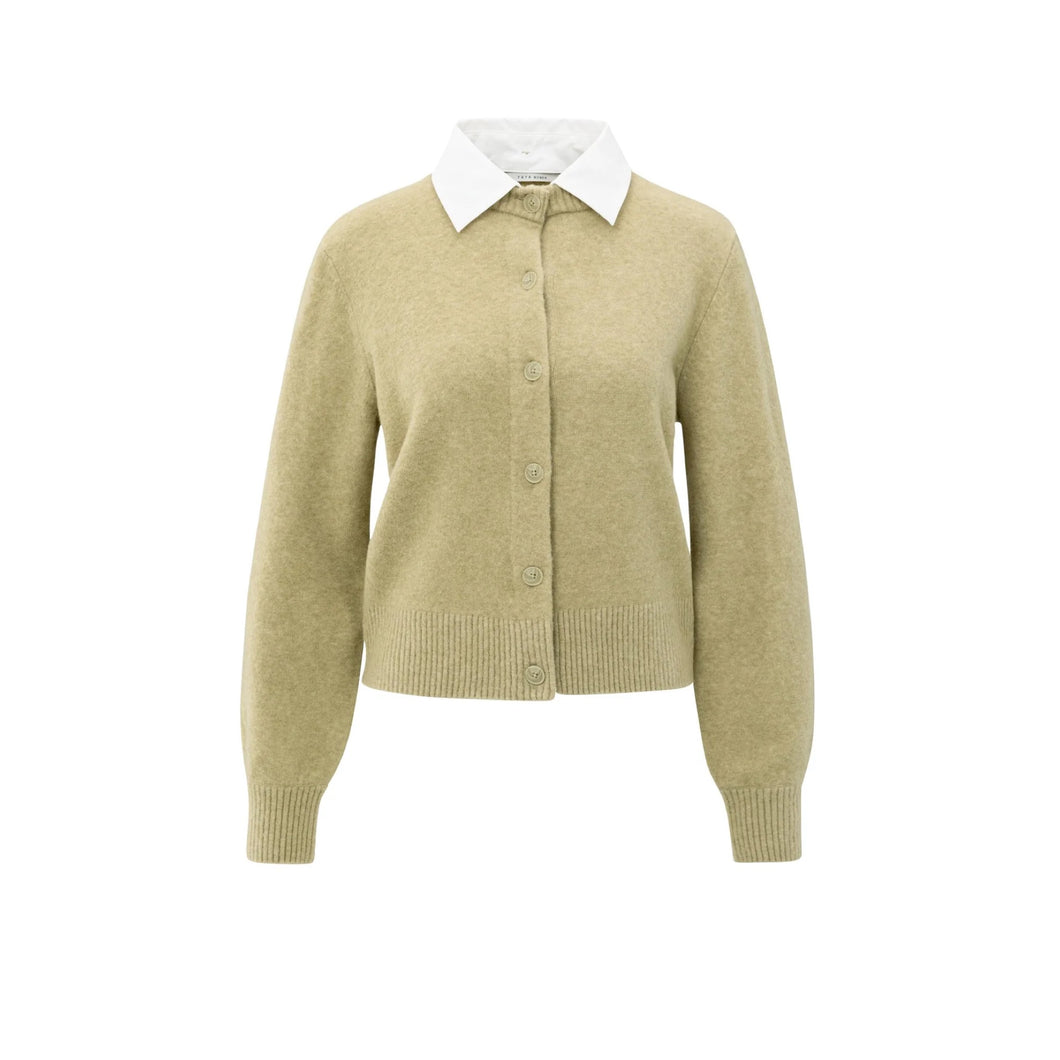 YAYA 01-010117-509 Cardigan with Detachable Collar and Button Closure