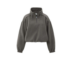 YAYA 01-109101-510 Sweatshirt with Balloon Sleeves and Zip Collar