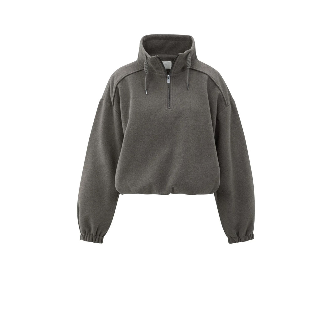 YAYA 01-109101-510 Sweatshirt with Balloon Sleeves and Zip Collar