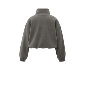 YAYA 01-109101-510 Sweatshirt with Balloon Sleeves and Zip Collar