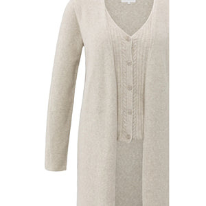 YAYA 01-010138-501 Long Cardigan with Cable Knit Gilet Layer