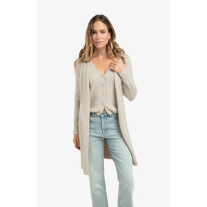 YAYA 01-010138-501 Long Cardigan with Cable Knit Gilet Layer