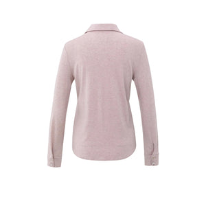 YAYA 01-209109-510 Jersey Blouse in Melange Fabric with V Neck and Buttons