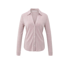 Load image into Gallery viewer, YAYA 01-209109-510 Jersey Blouse in Melange Fabric with V Neck and Buttons
