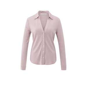 YAYA 01-209109-510 Jersey Blouse in Melange Fabric with V Neck and Buttons