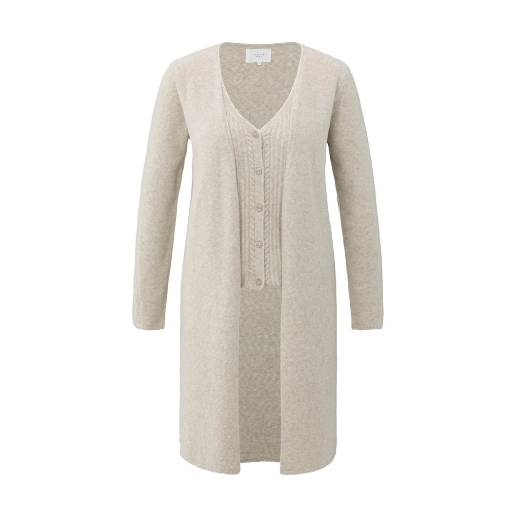YAYA 01-010138-501 Long Cardigan with Cable Knit Gilet Layer