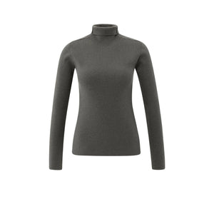 YAYA 01-000517-510 Fitted Ribbed Top with Turtleneck