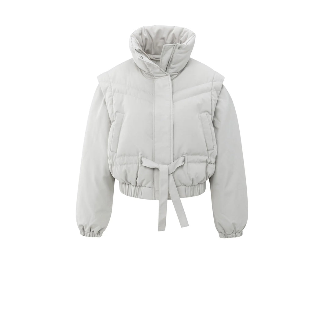 YAYA 02-001065-510 Cropped Nylon Jacket with Zip Off Sleeves
