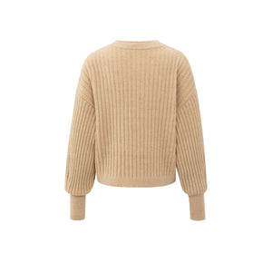 YAYA 01-000538-510 Ribbed Sweater with Round Neck and Long Sleeves