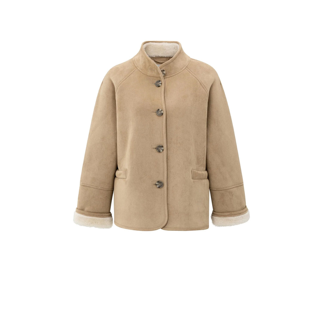 YAYA 02-001066-510 Oversized Lammy Coat with Raglan Sleeves