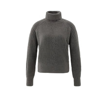 Load image into Gallery viewer, YAYA 01-000525-510 Ribbed TurtleneckSweater with Cable and Long Sleeves
