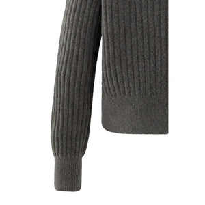 YAYA 01-000525-510 Ribbed TurtleneckSweater with Cable and Long Sleeves