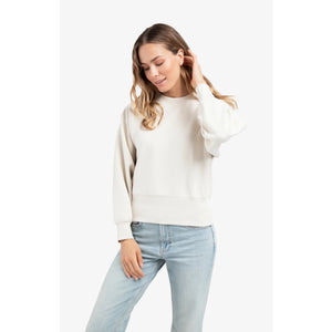 YAYA 01-109099-510 Raglan Sweatshirt with Fine Rib Texture and Crew Neck