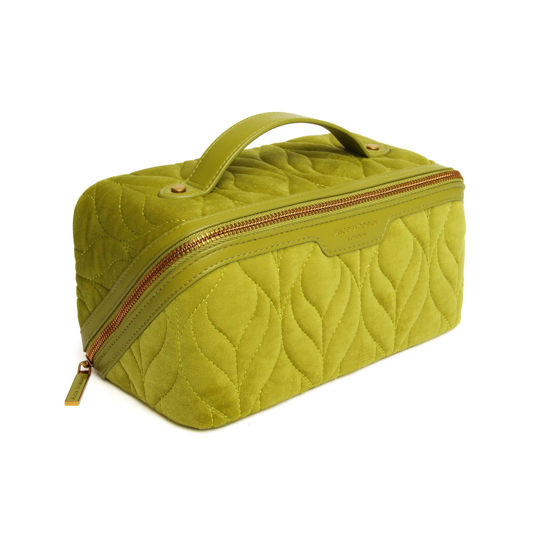 Alice Wheeler Velvet Train Case Lime