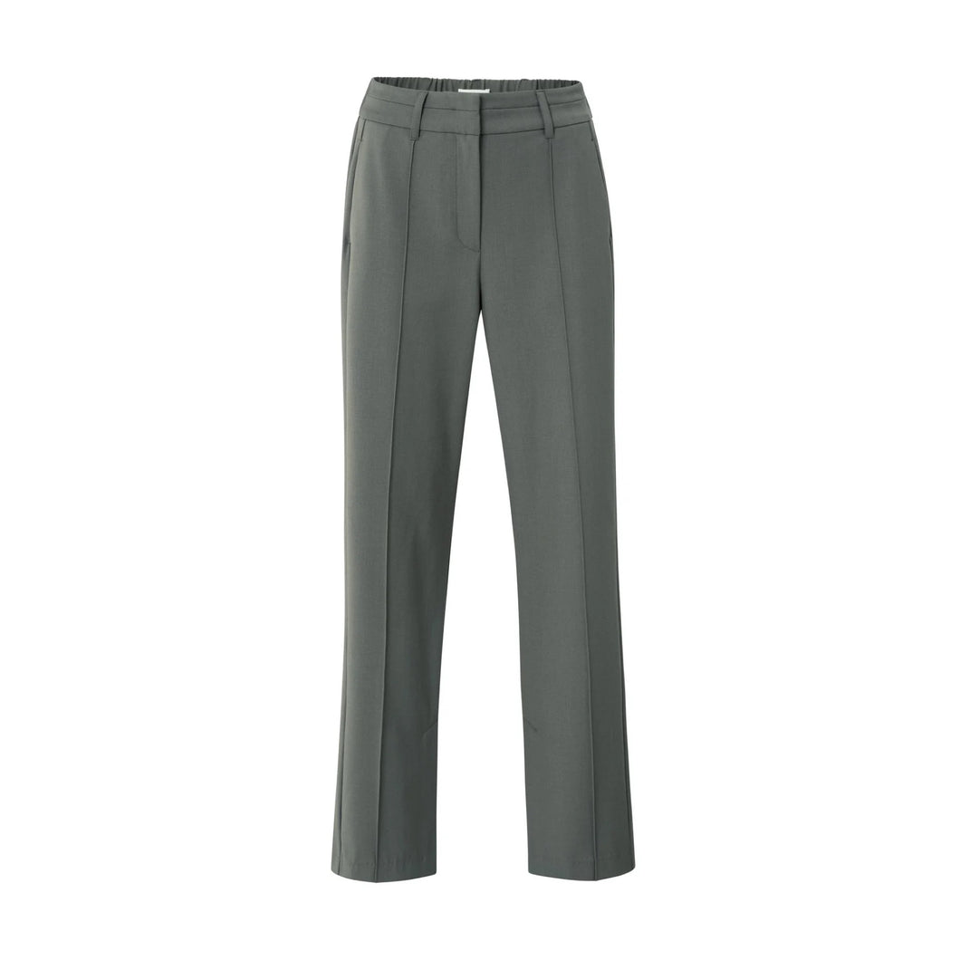 YAYA Wide Leg Trousers with Decorative Seams and Slit