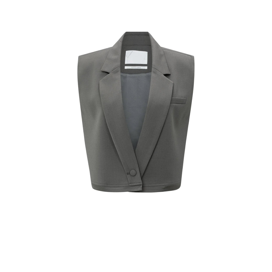 YAYA Sleeveless Short Blazer with Double Layer Effect