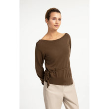 Load image into Gallery viewer, YAYA 01-000613-608 Fine Knit Sweater with Boat Neckline and Tie Detail
