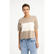 Load image into Gallery viewer, YAYA 01-000611-608 Knitted Top with Block Stripes and Short Sleeves
