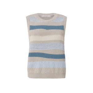 YAYA 000360-404 Sleeveless Sweater With Textured Stripes