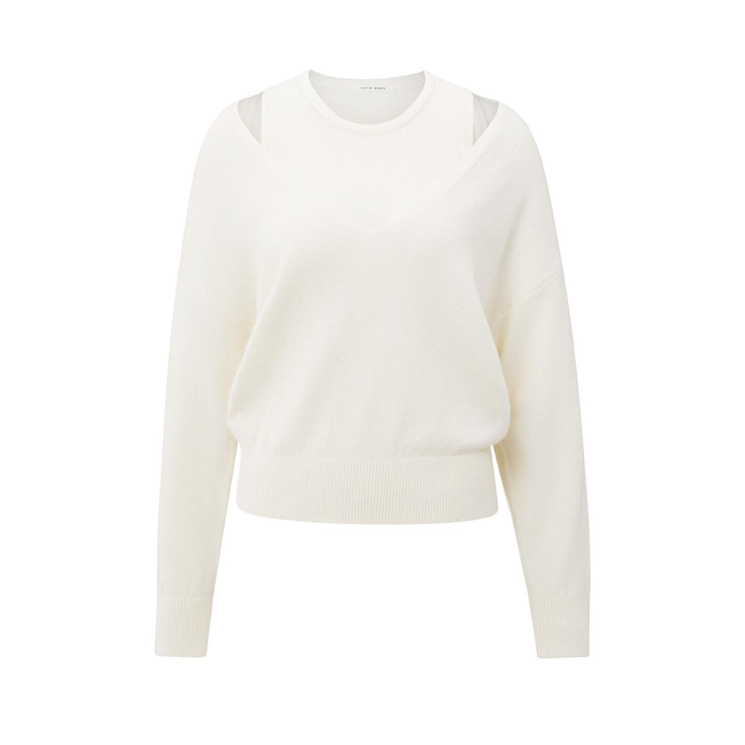 YAYA  000381-509 Knitted Sweater With Layered Top