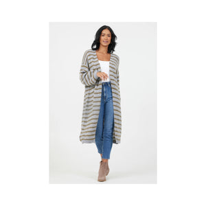 Suzy D Flo Knit Striped Long Cardigan