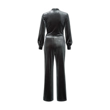 Load image into Gallery viewer, Yaya 349017-411 Velvet Jumpsuit With Tie Belt
