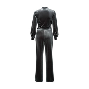 Yaya 349017-411 Velvet Jumpsuit With Tie Belt